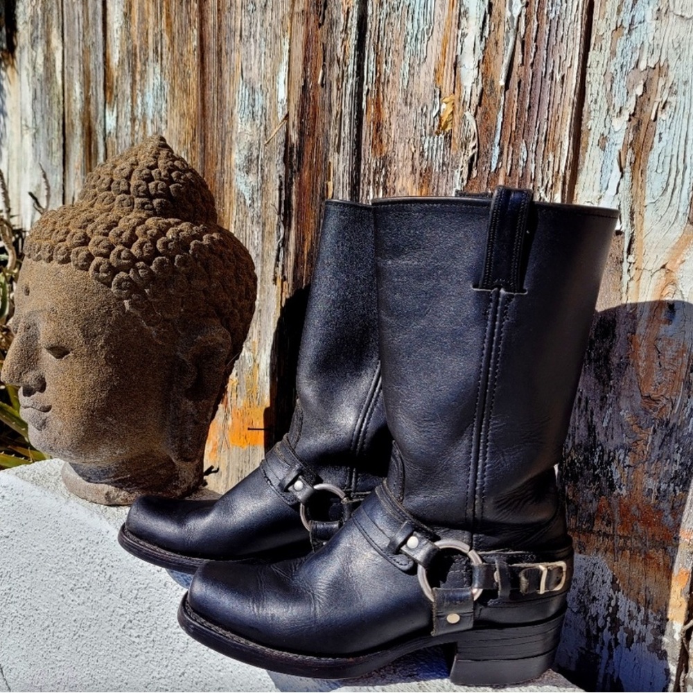 Frye 12 R belted harness boots made in the USA